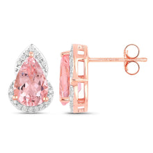 Load image into Gallery viewer, 2.37 Carat Genuine Morganite and White Diamond 14K Rose Gold Earrings