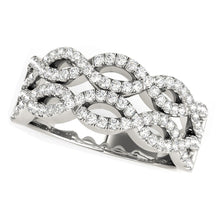 Load image into Gallery viewer, Diamond Studded Double Interlocking Waves Ring in 14k White Gold (5/8 cttw)