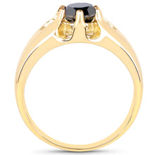 Load image into Gallery viewer, 14K Yellow Gold Plated 1.00 Carat Genuine Black Diamond .925 Sterling Silver Ring