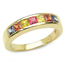 Load image into Gallery viewer, 14K Yellow Gold Plated 1.26 Carat Genuine Multi Sapphire .925 Sterling Silver Ring