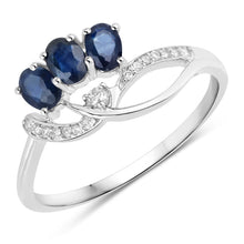 Load image into Gallery viewer, 0.65 Carat Genuine Blue Sapphire and White Diamond 14K White Gold Ring