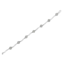 Load image into Gallery viewer, .925 Sterling Silver 1/4 Cttw Diamond Cluster Miracle-Set Station & Twisted Bar 7" Tennis Bracelet (H-I Color, I2-I3 Clarity)