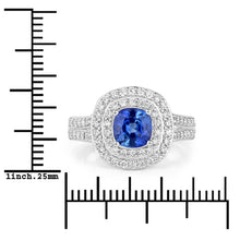Load image into Gallery viewer, 1.96 Carat Genuine Blue Sapphire and White Diamond 18K White Gold Ring