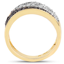Load image into Gallery viewer, 14K Yellow Gold Plated 1.20 Carat Genuine Black Diamond and White Diamond .925 Sterling Silver Ring