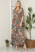 将图片加载到图库查看器,Floral Round Neck Short Sleeve Maxi Tee Dress – Casual and Comfortable Floral Maxi Dress with Relaxed Fit and Short Sleeves