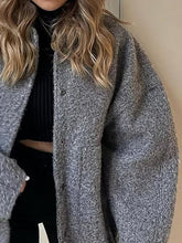 将图片加载到图库查看器,Autumn Casual Full Size Drop Shoulder Snap Down Jacket with Buttoned Front and Pockets