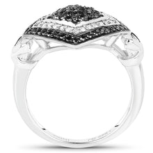 Load image into Gallery viewer, 0.56 Carat Genuine White Diamond and Black Diamond .925 Sterling Silver Ring