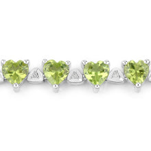 将图片加载到图库查看器,10.24 Carat Genuine Peridot and White Diamond .925 Sterling Silver Bracelet