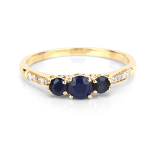 Load image into Gallery viewer, 0.56 Carat Genuine Blue Sapphire and White Diamond 14K Yellow Gold Ring