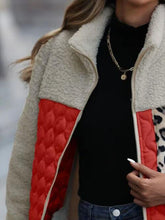 Load image into Gallery viewer, Unique Autumn Leopard Color Block Zip-Up Jacket Trendy Lightweight Jacket with Pockets Charming Winter Jacket