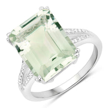 将图片加载到图库查看器,10.64 Carat Genuine Green Amethyst and White Topaz .925 Sterling Silver Ring