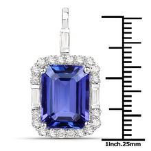 Load image into Gallery viewer, 9.02 Carat Genuine Tanzanite and White Diamond 18K White Gold Pendant