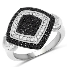 Load image into Gallery viewer, 0.56 Carat Genuine White Diamond and Black Diamond .925 Sterling Silver Ring