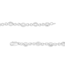Load image into Gallery viewer, .925 Sterling Silver Prong Set Diamond Accent Curved Spiral Link Bracelet (I-J Color, I3 Clarity) - 7.25"