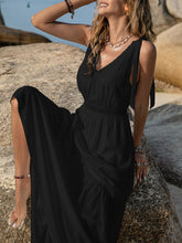 Load image into Gallery viewer, White V-Neck Tie Shoulder Maxi Dress Effortless & Flowy Summer Essential Long Girls Dress