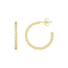 Load image into Gallery viewer, 14K Yellow Gold Bead Hoop Earrings