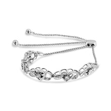 Load image into Gallery viewer, .925 Sterling Silver Diamond Accent Interlocking Infinity and Heart 4â€-10†Adjustable Bolo Tennis Bolo Bracelet (H-I Color, I2-I3 Clarity)