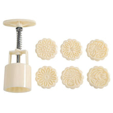 将图片加载到图库查看器,6pcs/set Flower Shaped Mooncake Mold Cake Mold Hand Pressure Fondant Moon Cake Decorating Tools Cookie Cutter Baking Tool Moon Cake Mold With 6 Stamps Flowers Design Hand Pressure Fondant Decoration Cookie Cutter