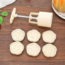 将图片加载到图库查看器,6pcs/set Flower Shaped Mooncake Mold Cake Mold Hand Pressure Fondant Moon Cake Decorating Tools Cookie Cutter Baking Tool Moon Cake Mold With 6 Stamps Flowers Design Hand Pressure Fondant Decoration Cookie Cutter