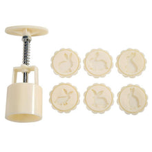 将图片加载到图库查看器,6pcs/set Flower Shaped Mooncake Mold Cake Mold Hand Pressure Fondant Moon Cake Decorating Tools Cookie Cutter Baking Tool Moon Cake Mold With 6 Stamps Flowers Design Hand Pressure Fondant Decoration Cookie Cutter