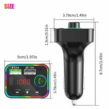 Load image into Gallery viewer, 7 Color LED Backlit Light Bluetooth FM Transmitter and Dual USB Charger