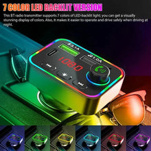Load image into Gallery viewer, 7 Color LED Backlit Light Bluetooth FM Transmitter and Dual USB Charger