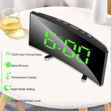Load image into Gallery viewer, 7 Inch LED Digital Desktop Alarm Clock Curved Dimmable Table Clock Table Alarm Clock 7 Inch Curved Dimmable LED Electronic Digital Desktop Clock for Kids Bedroom Large Number Table Clock Mirror Luxury For Kids Bedroom Home Decors