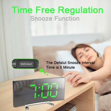 Load image into Gallery viewer, 7 Inch LED Digital Desktop Alarm Clock Curved Dimmable Table Clock Table Alarm Clock 7 Inch Curved Dimmable LED Electronic Digital Desktop Clock for Kids Bedroom Large Number Table Clock Mirror Luxury For Kids Bedroom Home Decors