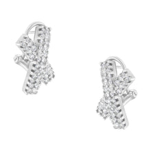 Load image into Gallery viewer, 14K White Gold 2.0 Cttw Round-Brilliant Cut Diamond Domed X Shaped Omega Back Stud Earrings (H-I Color, I1-I2 Clarity)