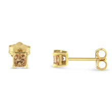 Load image into Gallery viewer, IGI Certified 3/8 Cttw Princess-Cut Square Diamond 4-Prong Solitaire Stud Earrings in 14K Yellow Gold (L-M Color, I1-I2 Clarity)