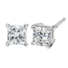 将图片加载到图库查看器,14K White Gold 1/2 Cttw Princess Cut Lab Grown Diamond Solitaire Stud Earrings (F-G Color, VS2-SI1 Clarity)