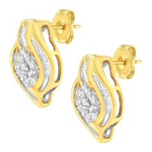 Load image into Gallery viewer, 10K Yellow Gold 1/3 cttw Round-Cut Diamond Cluster and Swirl Stud Earrings (J-K Clarity, I2-I3 Color)