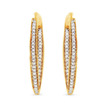 Load image into Gallery viewer, 10K Yellow Gold 1/2 Cttw Round-Cut Diamond Modern Hoop Earrings (I-J Color, I2-I3 Clarity)