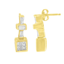 Load image into Gallery viewer, 14K Yellow Gold 1 1/3 cttw Diamond Hoop Earrings (G-H, VS1-VS2)