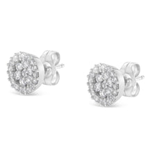 Load image into Gallery viewer, 14K White Gold 1/2 Cttw Brilliant-Cut Diamond Halo-Style Cluster Round Button Stud Earrings (H-I Color, I1-I2 Clarity)
