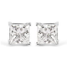 Load image into Gallery viewer, 14K White Gold 1 1/2 Cttw Clarity Enhanced Princess Cut Diamond Solitaire Stud Earrings (I-J Color, I1-I2 Clarity)
