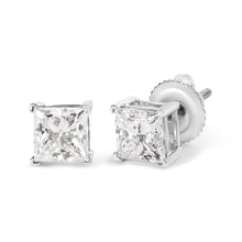 Load image into Gallery viewer, 14K White Gold 1 1/2 Cttw Clarity Enhanced Princess Cut Diamond Solitaire Stud Earrings (I-J Color, I1-I2 Clarity)