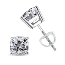 Load image into Gallery viewer, 14K White Gold 1 1/2 Cttw Clarity Enhanced Princess Cut Diamond Solitaire Stud Earrings (I-J Color, I1-I2 Clarity)
