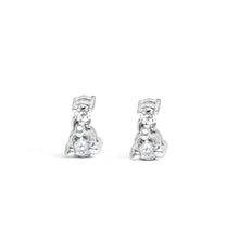 将图片加载到图库查看器,14K White Gold 1/4 Cttw Double Diamond Drop and Dangle Stud Earrings (H-I Color, SI1-SI2 Clarity)