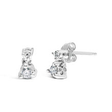 将图片加载到图库查看器,14K White Gold 1/4 Cttw Double Diamond Drop and Dangle Stud Earrings (H-I Color, SI1-SI2 Clarity)