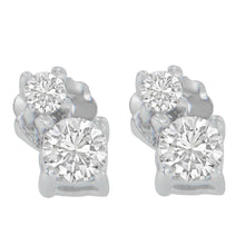 Load image into Gallery viewer, 14K White Gold 1/2 cttw Round Cut Diamond Earrings (H-I, SI2-I1)
