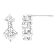 Load image into Gallery viewer, 14K White Gold 1 cttw Double Diamond Stud Earrings (H-I Clarity, SI2-I1 Color)