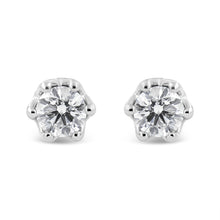 Load image into Gallery viewer, 14K White Gold 1/2 Cttw Round Diamond Crown Stud Earring (I-J Color, I1-I2 Clarity)