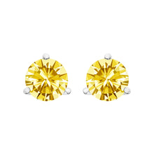 Load image into Gallery viewer, 14K White Gold 3-Prong Martini Set 1.0 Cttw Yellow Lab Grown Diamond Solitaire Stud Earrings