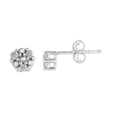 Load image into Gallery viewer, .925 Sterling Silver 1/10 cttw Prong Set Round-Cut Trio Diamond Stud Earrings (I-J Color, I3 Clarity)