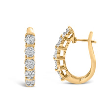 Load image into Gallery viewer, 14k Yellow Gold 1/2 Cttw Diamond Cluster Hoop Earrings (H-I Color, SI2-I1 Clarity)