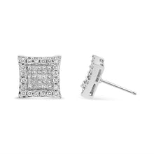 Load image into Gallery viewer, 14K White Gold 1.00 Cttw Princess And Round-Cut Diamond Square Stud Earrings (G-H Color, SI1-SI2 Clarity)