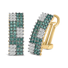 Load image into Gallery viewer, 14K Yellow Gold 2 cttw White and Treated Blue Diamond Earrings (H-I, SI1-SI2)