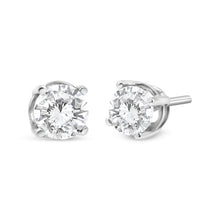 Load image into Gallery viewer, 14K White Gold 3/4 Cttw Lab Grown Diamond 4-Prong Classic Stud Earrings (F-G Color, VS2-SI1 Clarity)