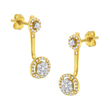 Load image into Gallery viewer, 14K Yellow Gold Plated .925 Sterling Silver 5/8 Cttw Diamond Removable Stud and Dangle Earrings (I-J Color, I2-I3)